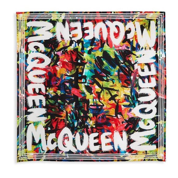 Alexander McQueen Accessories - Alexander McQueen Graffiti-Print Silk Scarf Multi Color